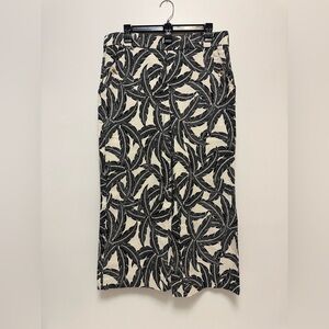 Jules & Leopold Black and White Leaf Print Pencil Skirt